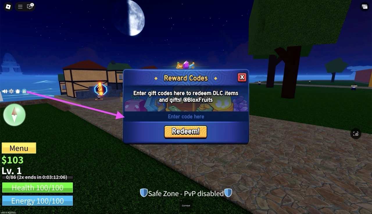 How to redeem codes in the Blox Fruits game on Roblox