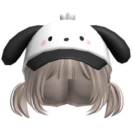 Black & White Kawaii Puppy Cap Pigtail Hair 🖤