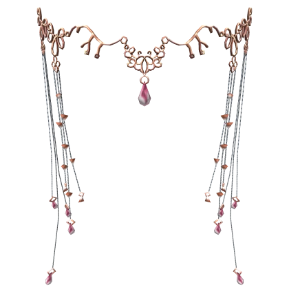 Pink Quartz Rose Gold Fairy Elf Head Chain Tiara