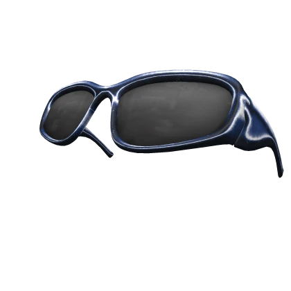 raised blue chrome sunglasses y2k shades on head