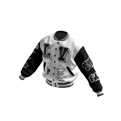 Louis Letterman Varsity Jacket - White/Black