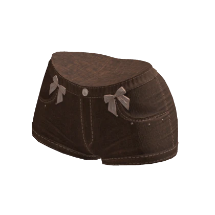 Cutesy Bow Denim Shorts brown