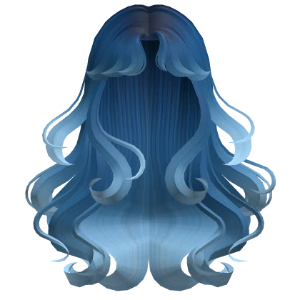 Ombre Ocean Blue Loose Swirly Curly Layered Hair