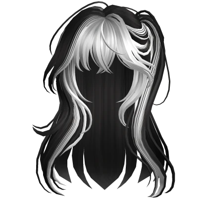 Two-Tone Anime Hair w/ Side Ponytail White & Black