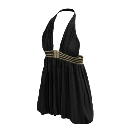 โ 2000s Versatile Flowy Halter Dress in Black Go