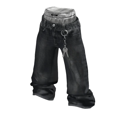💜 Double Layered Street Denim Pants_Black
