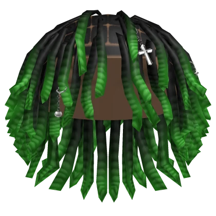 Green Ombre Messy Grunge Dreads w/ Accessories