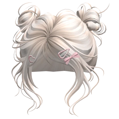 Beige Cute Wavy Buns w/ Ribbon Hairclips