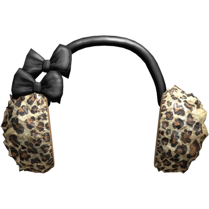 Cute Fluffy Gyaru Leopard Earmuffs with Black Bows