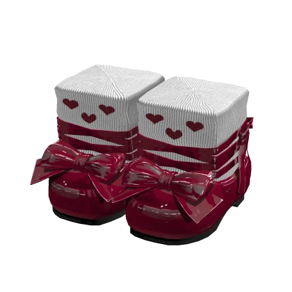 🍀Ribbon Heart Doll Platform (Burgundy)