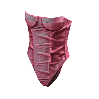 Over bust Satin Corset Bodysuit (Pink)