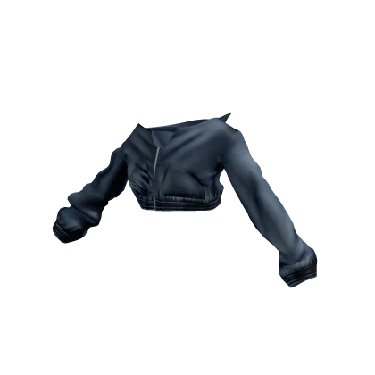 Oversize Cropped Baggy Zip-Up Jacket in Navy Blue