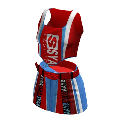 Kpop ☆ Racing Skirt Outfit in Red & Blue