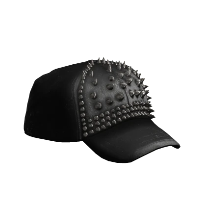 Sideways Spiked Denim Hat In Black