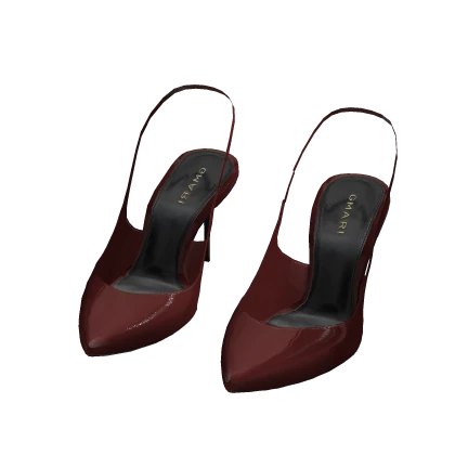 Slingback Heels in Red Shiny Leather
