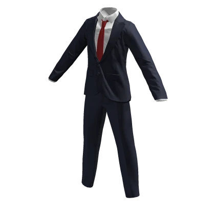 Navy Blue Suit w/ Red Tie