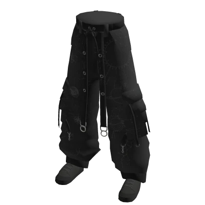 Grey Baggy Cargo Pants w/ Shoes & Straps