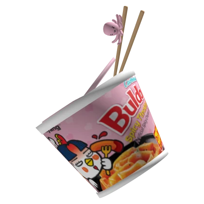 Matching Korean Pink Buldak Spicy Noodle Hat