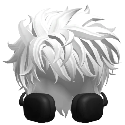 White Messy Hair w/ Headphones