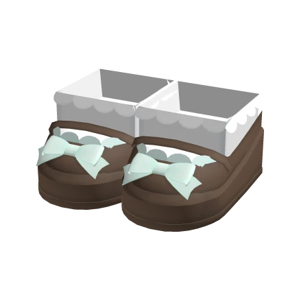  ꒰♡꒱ : mint chocolate platform ruffled mary janes