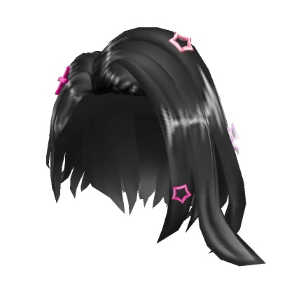 Black Cute side-swept hair w/ clips 