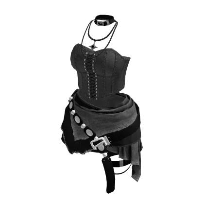 🍀Y2K Grunge Belt Skirt Outfit(Black)