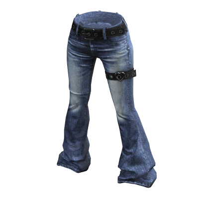 💗Y2K BOOTSCUT JEANS WITH BELT_LIGHT BLUE_2