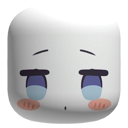 Cute Chibi Face with Blue Eyes - White