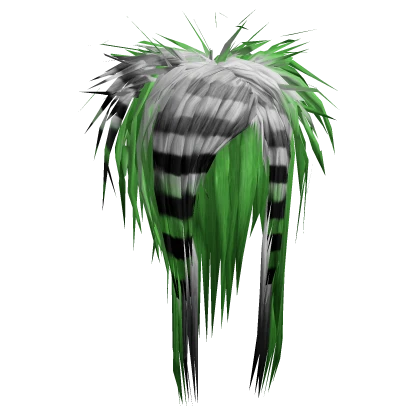 Spiky Teased Scene Hair (White/Green/Black)