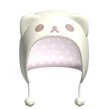 ♡ : cute cream baby kitty pom pom hat