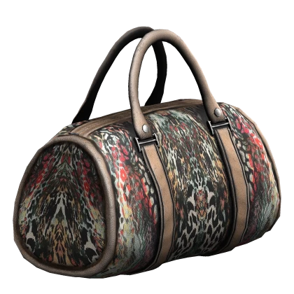 Floral Reptile Print Vintage Handheld Duffel Bag