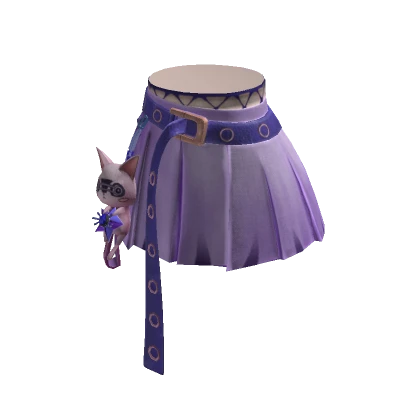 Periwinkle Pleated Skirt w/Oversized Belt&Cat ACCY