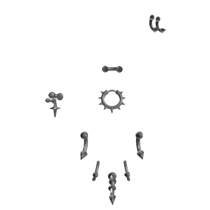 Silver spikey face piercings with a star