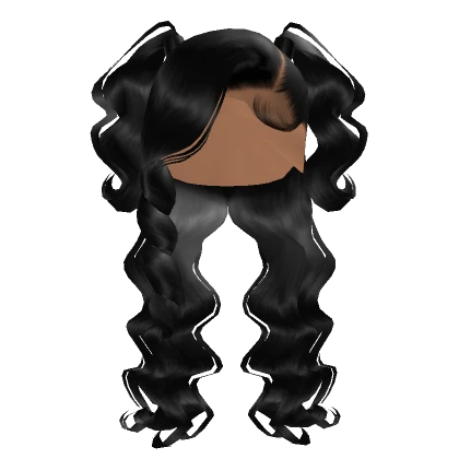 Side Part W/ Pony Curls In Black