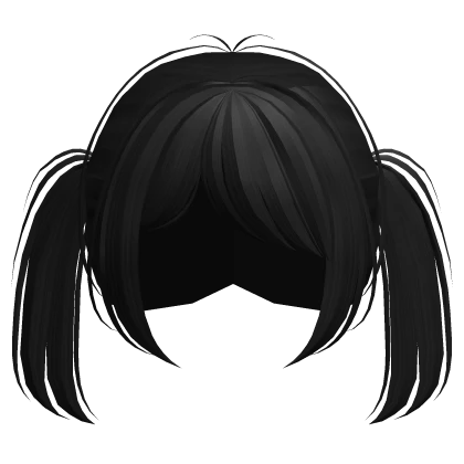 ♡ : black messy short pigtails