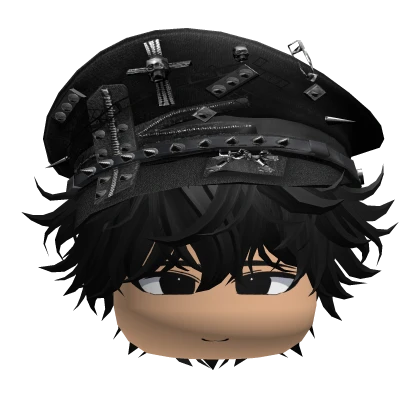 Emo Cute Boy w/ Goth Captain Hat (Black)