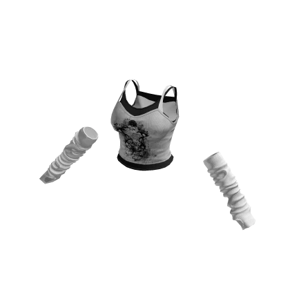 🍀 Y2K Cute Top w Armwarmers(White)