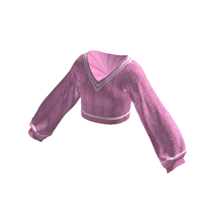 Pink Oversized Cableknit Crop-Top