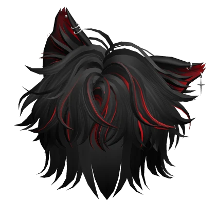 Black&Red Pierced Cat Ears Hair