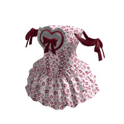 Valentines Lolita Heart Dress White Lips Print BB