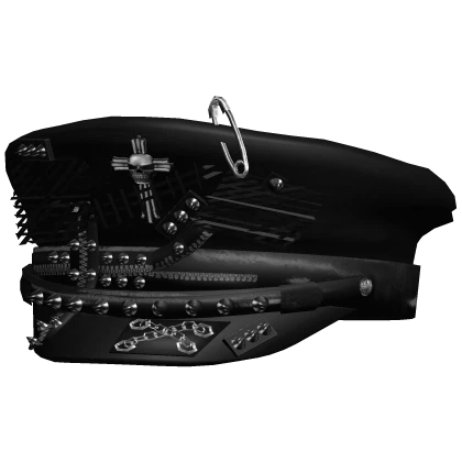 tilted vkei punk skull captain hat black