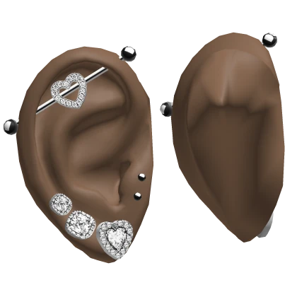 𝓢𝓢 | Ears With Diamond Heart Earrings Silver