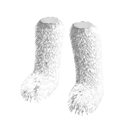 White Y2K Knee High Gyaru Fluffy Faux Fur Boots