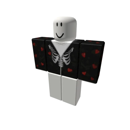 Skeleton Rib Skull Black Hoodie Hearts street wear