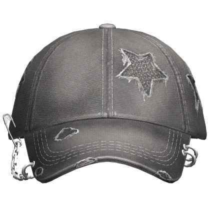 Cap Gray Thrifted Pierced Washed Grunge 2000s Y2K