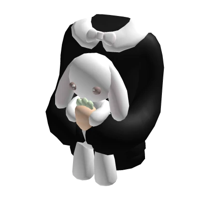 ୨୧ cute black bunny hugging sweater