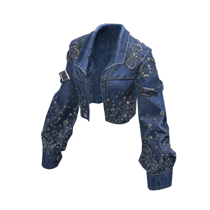BB Blue KPop Denim Gemstone Jacket