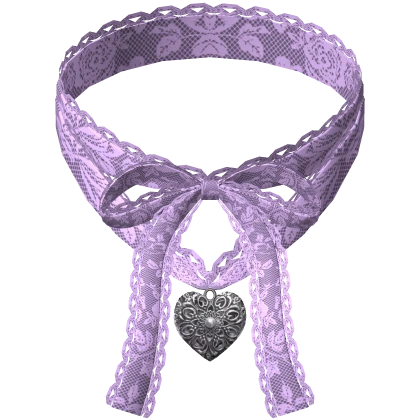 ♡ lace heart bow choker in purple