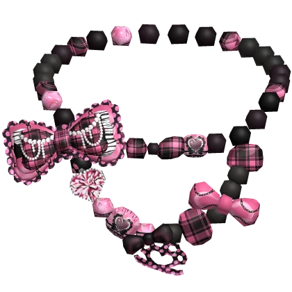 mcbling gyaru charm pink black gem agejo necklace
