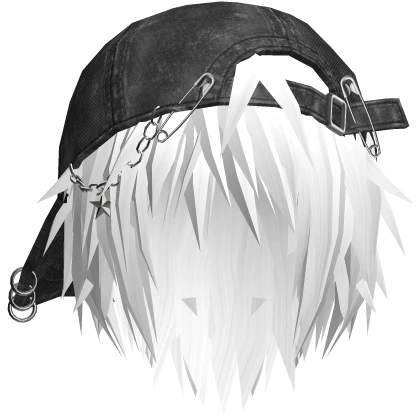 Scene Anime Boys Hair w/ Backwards Cap (White)